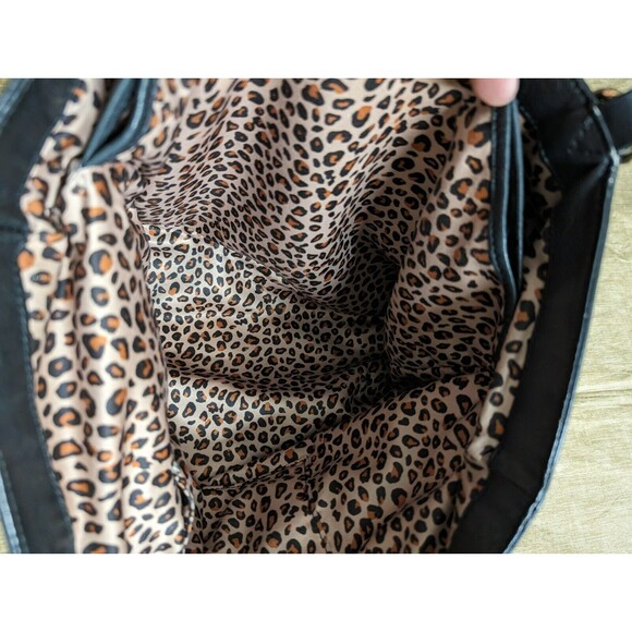 Juicy Couture Womens Black Leather Purse W/ Leopard Print Interior - Picture 10 of 16